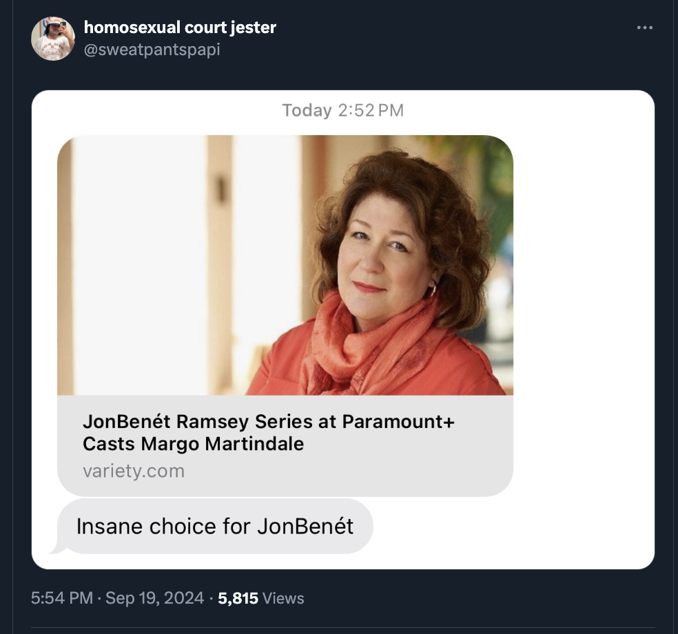 homosexual court jester Today JonBent Ramsey Series at Paramount Casts Margo Martindale variety.com Insane choice for JonBent 5,815 views